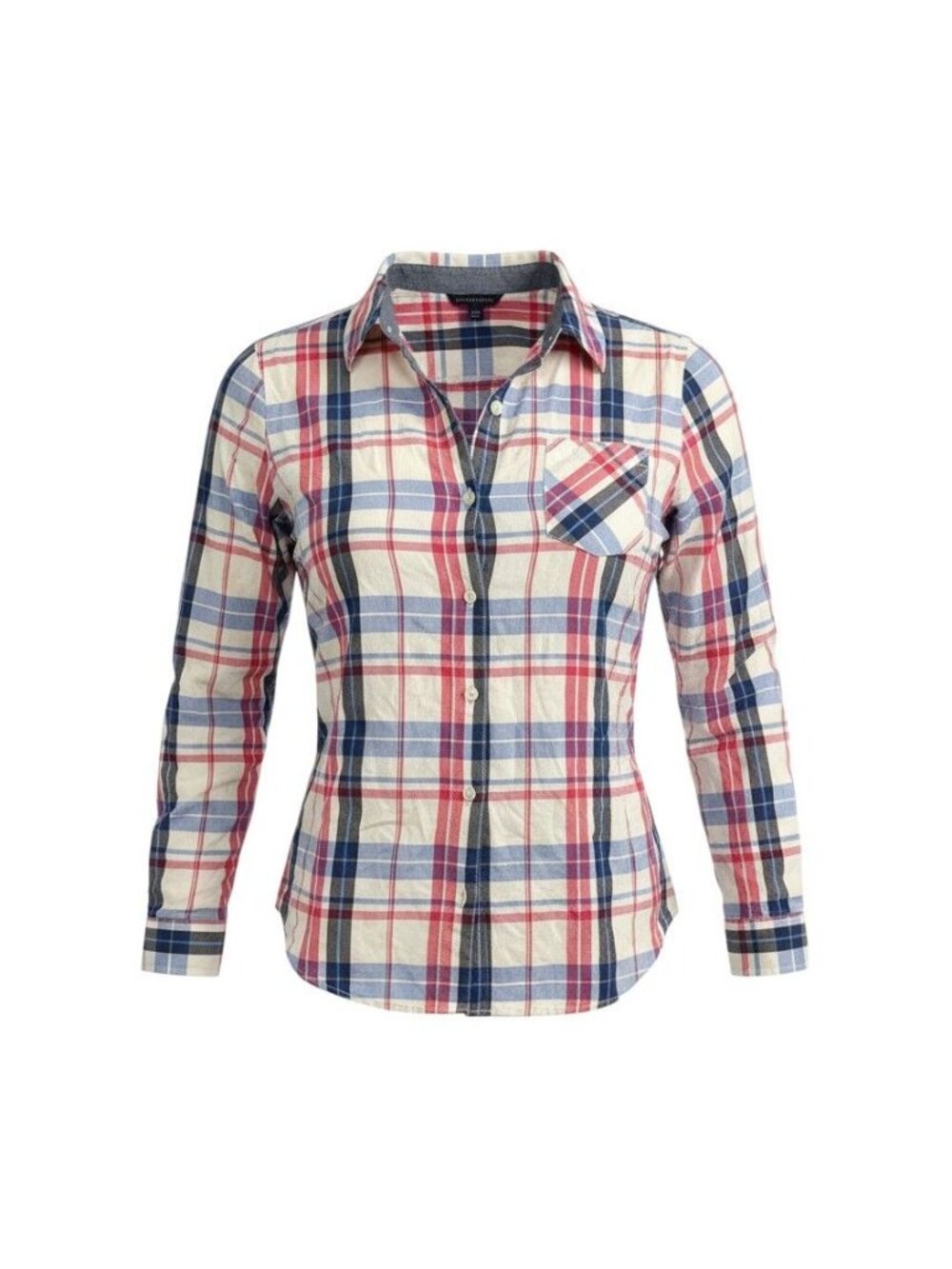 Tommy Hilfiger Womens Red & Blue Plaid Long-Sleeve Button-Up Shirt XXL
